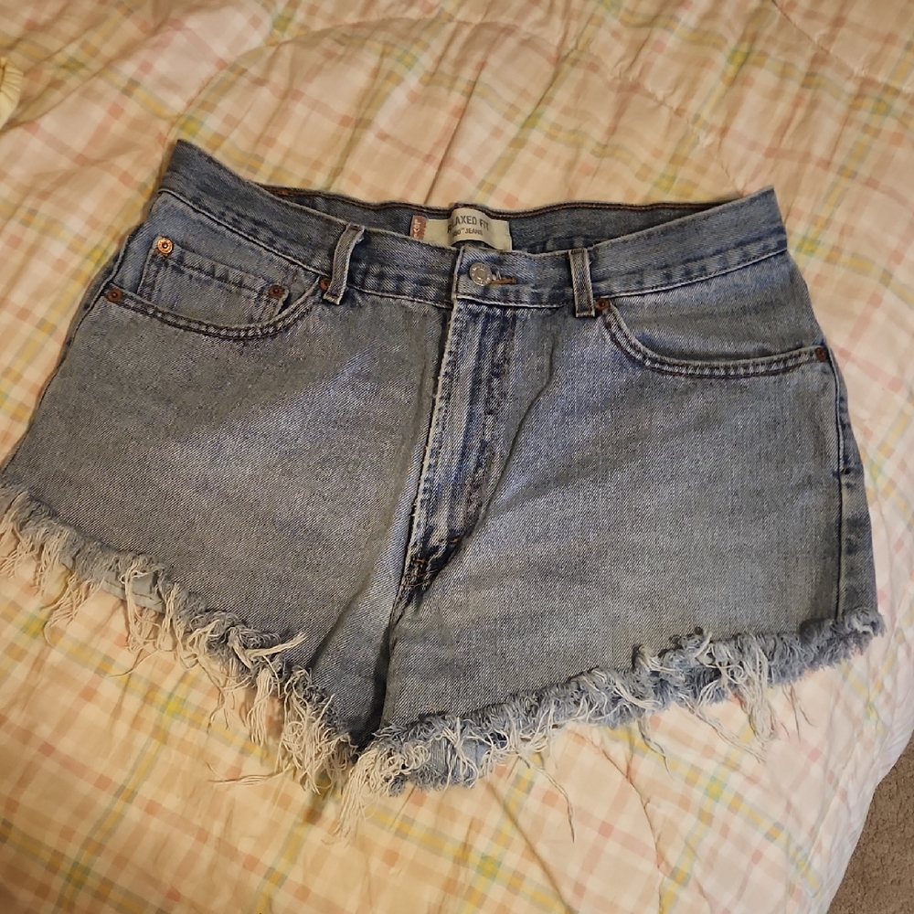 Levi's Light Blue Frayed Jean Shorts
